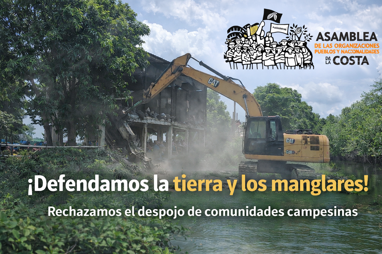 Frente al desalojo forzoso de familias campesinas en el recinto Los  Ángeles, cantón Durán